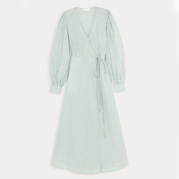 OAK + FORT, Green Gingham Wrap Dress, Small - Picture 2 of 7